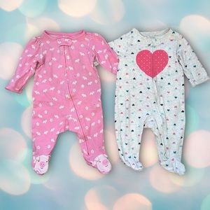 Carter’s Baby Girl Sleeper Footie Pajamas Size 3 Months